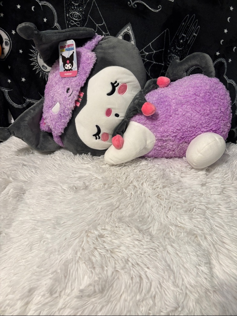 Sanrio Kuromi Plush Pillow in Gray, Lavender & Pink